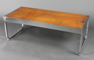 A 1960's chrome and teak rectangular coffee table 14"h x 40"w x 18"d 