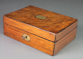 A Victorian mahogany trinket box with hinged lid and brass escutcheon 4" x 10" x 7" 