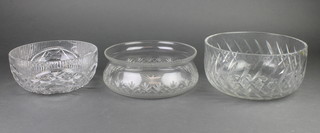 A cut glass fruit bowl 12" and 2 others 