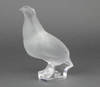 A modern Lalique figure of a quail, etched marks 7 1/2" 