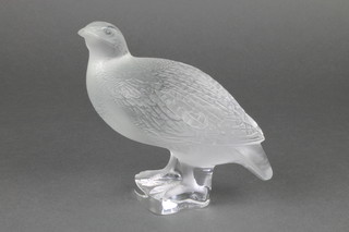 A Lalique model of a quail, etched marks 5" 
