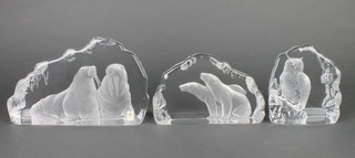 3 Matt Jonasson glass animal sculptures 