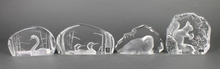 4 Matt Jonasson glass animal sculptures 