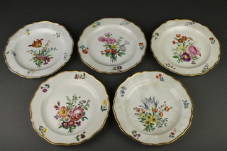 5 Meissen side plates decorated with floral sprays in gilt borders 8 1/2" 
