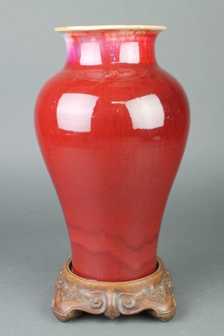 An early 19th Century Chinese Sang de Boeuf  oviform vase with waisted neck 12 1/2" 