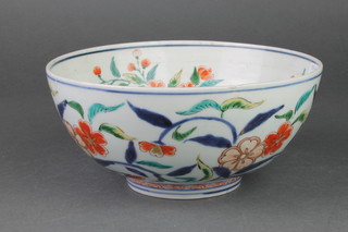An 18th Century Imari deep bowl decorated with scrolling flowers 8" 