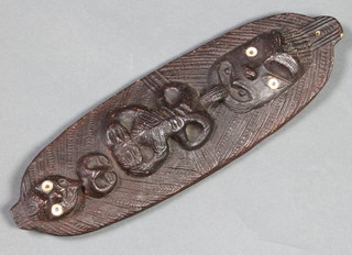 A Pitcairn style resin boat shaped carving 13 1/2" 