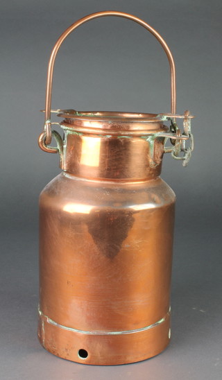 A copper milk churn marked H & H Iga 12", holes to bottom 