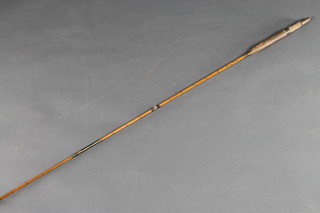 An Alcocks Golden Tess split cane 3 section fishing rod 