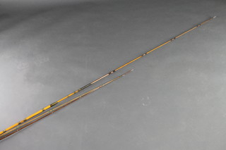 A split cane 3 section fishing rod, 1 other and a bamboo 2 section fishing rod 