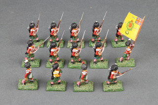 14 Napoleonic lead soldiers - Grenadier Guards 92nd Gordon Highlanders including officers and piper 