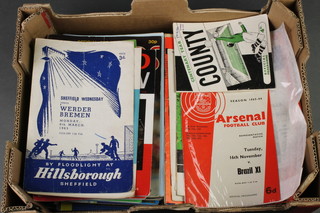 A box of various football programmes, European friendlies etc 