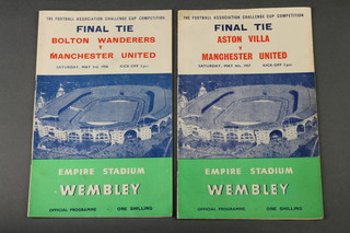 A 1957 FA Cup Final Programme - Aston Villa V Manchester Utd together with a 1958 ditto - Bolt Wanderers V Manchester Utd 
