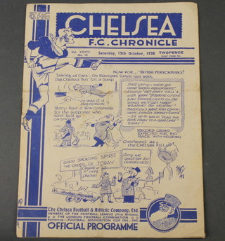 A 1938 Chelsea Football Club programme - Chelsea V Arsenal, score written in 