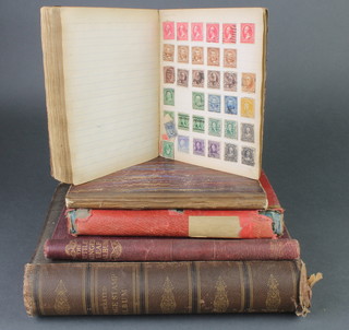 A brown illustrated post album of various used World stamps, a Utile album of World stamps, a stock book of 19th Century and later World stamps and 2 albums of 19th/20th Century used World stamps (5)