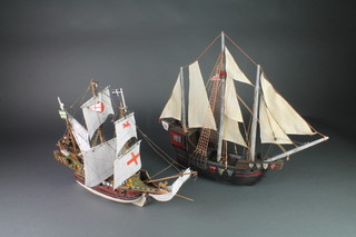 2 wooden models of galleons 19" 