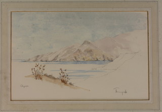 Lord Thornycroft, watercolour, study of Skyros, signed in pencil 9 1/2" x 14"