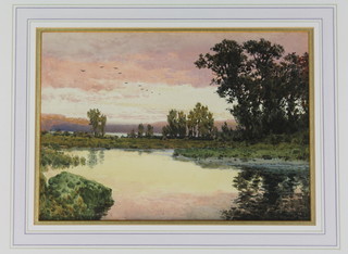 Arthur Suker, watercolour, a sunset landscape view, signed 9" x 13"  