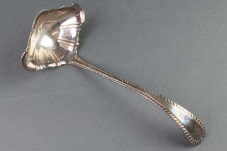A silver plated ladle with fancy bowl 