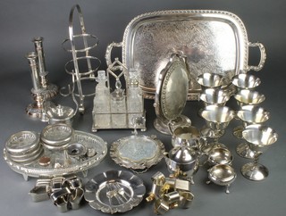 A silver plated 2 handled tray and a quantity of silver plated items
