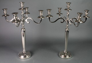 A pair of silver plated 5 light candelabra 17" 