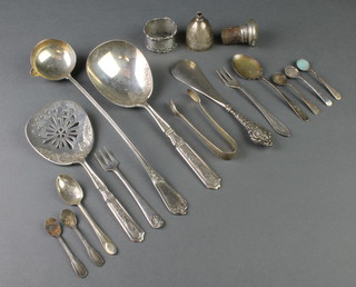 A pair of Sterling silver servers, minor silver table ware