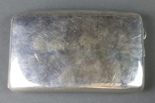 A silver cigarette case with engraved monogram, bearing hall mark  5 1/2" 