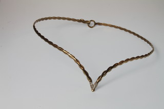 A contemporary rope twist yellow gold necklace set with brilliant cut diamonds 12 grams