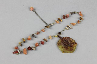 A Chinese hardstone necklace 