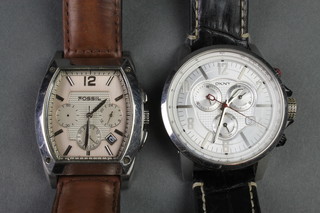 2 gentleman's wristwatches DKNY and Fossil 