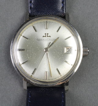 A gentleman's steel cased Jaeger Le Coultre calendar wristwatch with International guarantee 