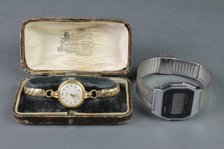  A lady's gilt cased Avia wristwatch and 1 other 