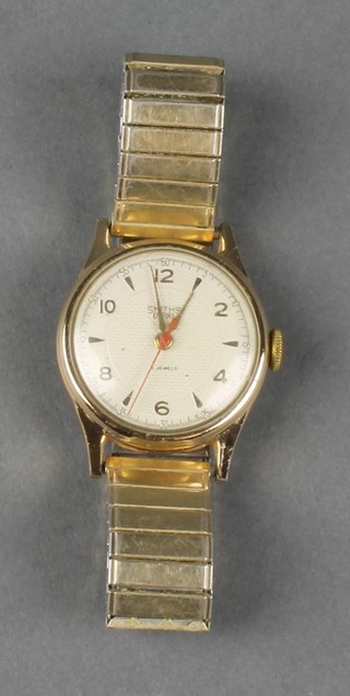 A gentleman's gilt cased Smiths Empire wristwatch with red seconds hand 