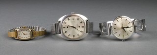 A gentleman's Tissot steel cased wristwatch, 2 others 