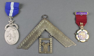 A silver Past Masters collar jewel and 2 other jewels 