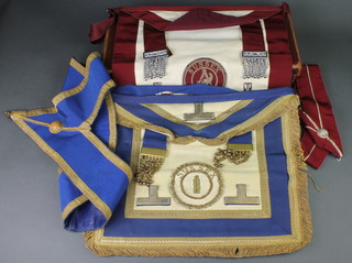 A Provincial Grand Stewards apron and collar, a Provincial Grand Officers apron and collar, cased