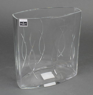 A Waterford flattened rectangular vase with faceted decoration 8" 