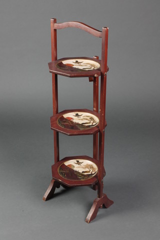 A 1930's Art Deco chinoiserie style 3 tier folding cake stand