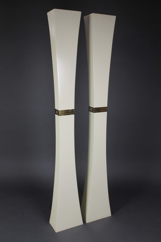 A pair of Art Deco style Continental metal uplighters of waisted form 79"h x 10"w x 7"d 