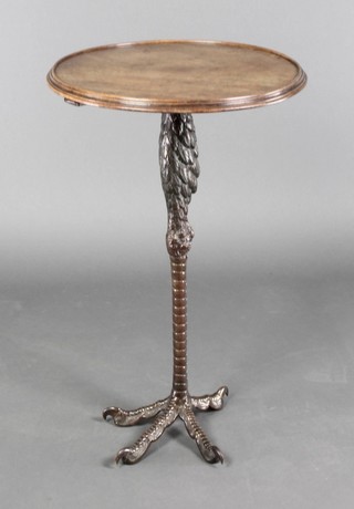 A Victorian wine table, the bronze base in the form of an eagle's talon 27" x 16" 