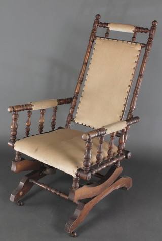 An American turned mahogany rocking chair