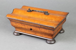 A 19th Century Continental walnut trinket box of cushion form with hinged lid, raised on bun feet 4"h x 8"w x 6 1/2"d 