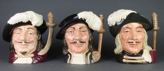3 Royal Doulton character jugs - Aramis D6441 7", Athos D6439 7" and Porthos D6440 7" 