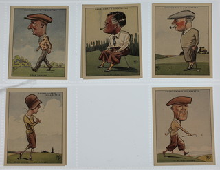 Cigarette cards, W A & A C Churchman Ipswich, Prominent Golfers .B. Large size (1931) a set of 9 comprising numbers 1,2,3,6,7,8,9,10, and 12 