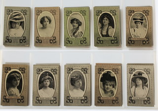 Cigarette cards, British American Tobacco Co. Ltd, Actresses, full colour surround 1905? together with a set of 50 with Wills Overseas issue, Cinema Stars 1922 issue a set of 25 
