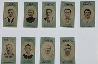 Cigarette cards, Cope Brothers & Co, Noted Footballers, Clips Cigarettes circa 1910, a set of 9