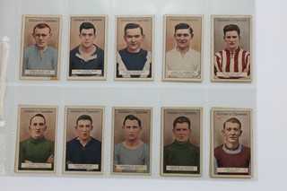 Cigarette cards, Gallaher Ltd, Footballers,  portraits, red backs, 1928, a set of 39