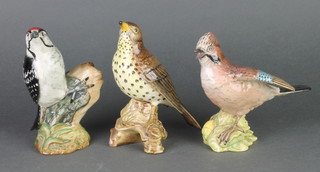3 Beswick figures - lesser spotted woodpecker 5", jay 4" and cuckoo 4" 