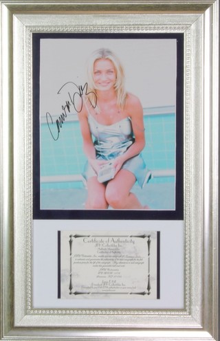 Cameron Diaz, a signed colour photograph 10"x 7 1/2" complete with J F H Collectibles ink certificate 