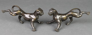 A pair of bronze figures of leopards 6" 